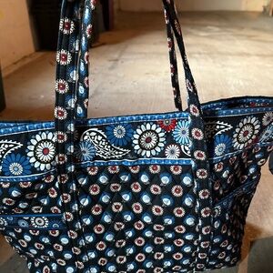 Vera Bradley Black and Blue Paisley Floral Tote